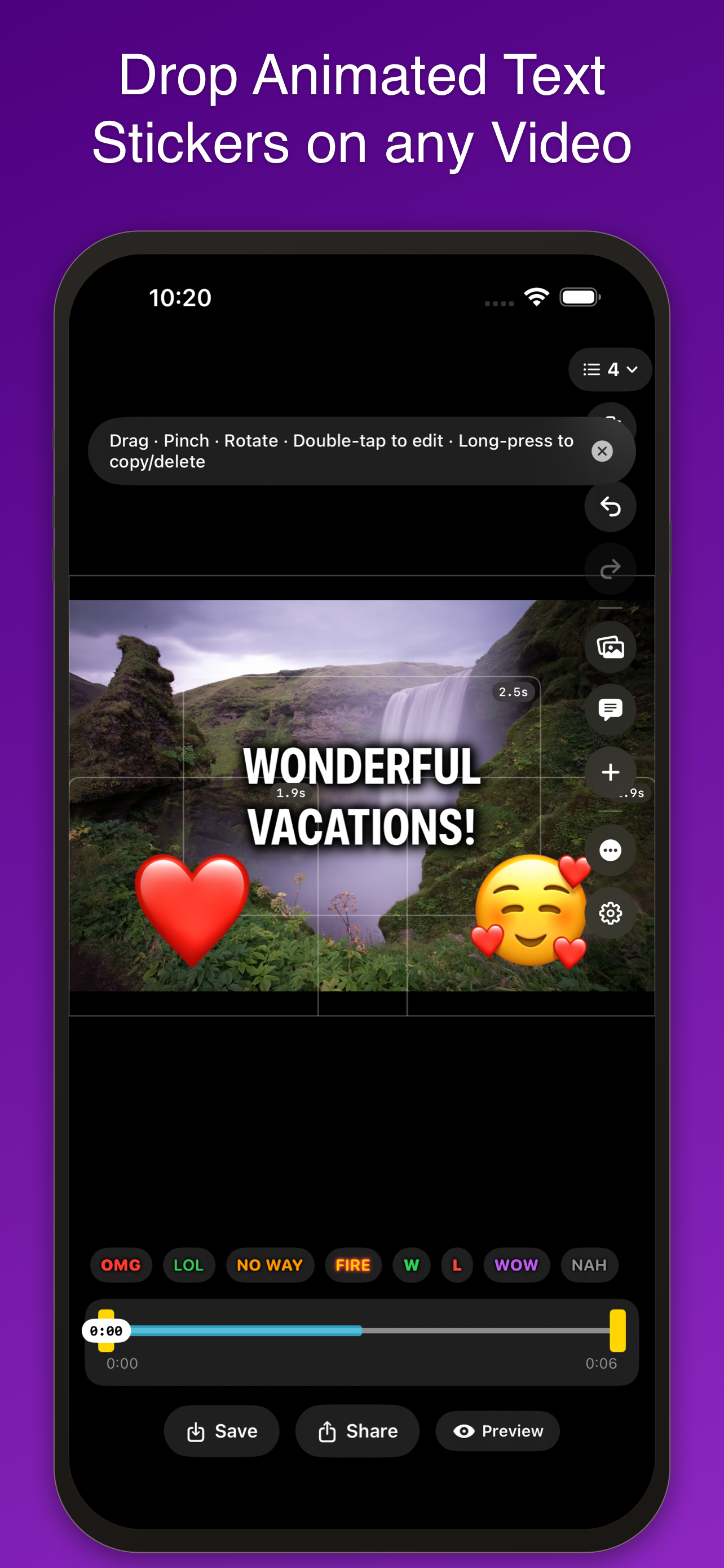 ClipStamp — animated text stickers on a video