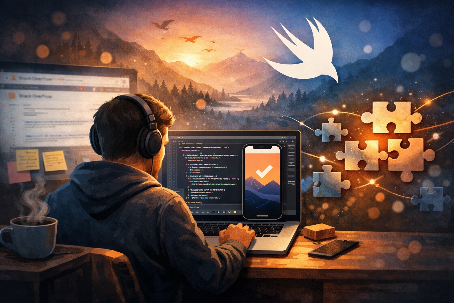 Illustration accompanying the essay on coding and anxiety