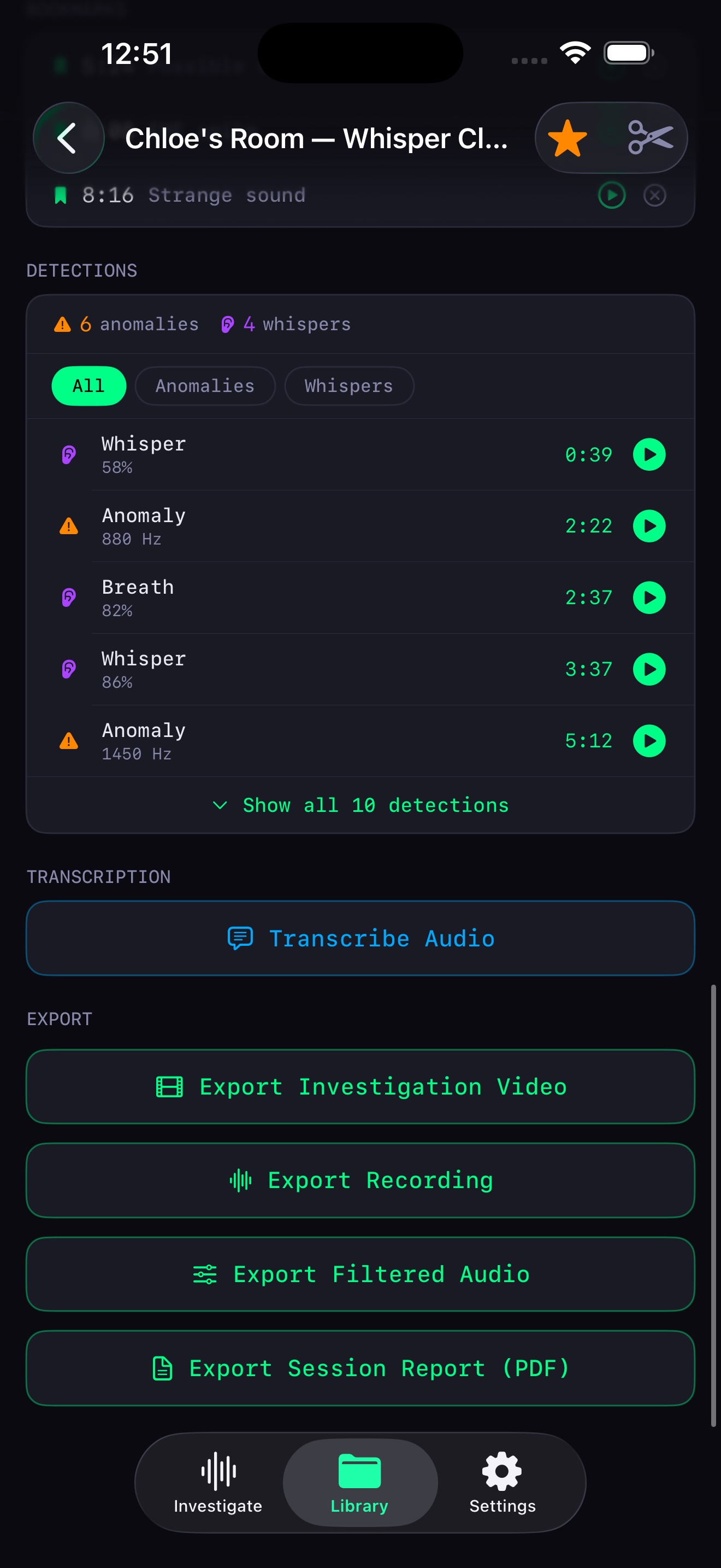 EVP Ghost Signal export options